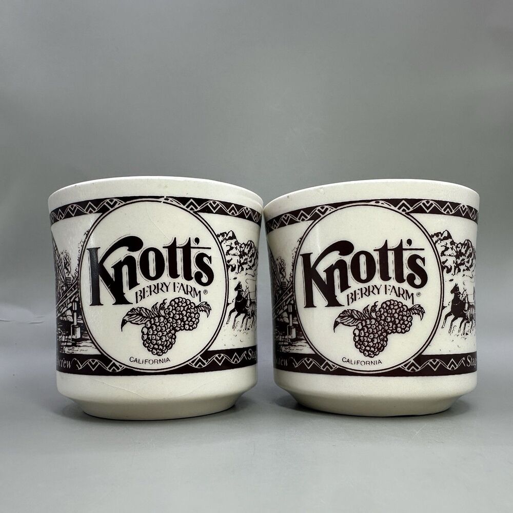 Vintage 1975 Knott’s Berry Farm Roaring 20’s Corkscrew Stagecoach Brown 2 Mugs